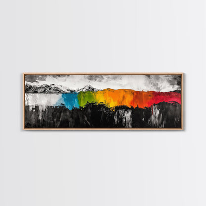 Bold Landscape, Modern Abstract Art, Colorful Mountain Scene, Black and White Contrast, Nature Inspired Home Decor, Canvas Print