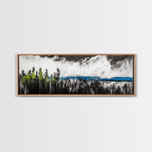 Dark Seascape, Moody Ocean, Coastal Wall Art, Framed Canvas Print, Nautical Decor, Modern Black and White, Ocean Horizon, Stormy Sky