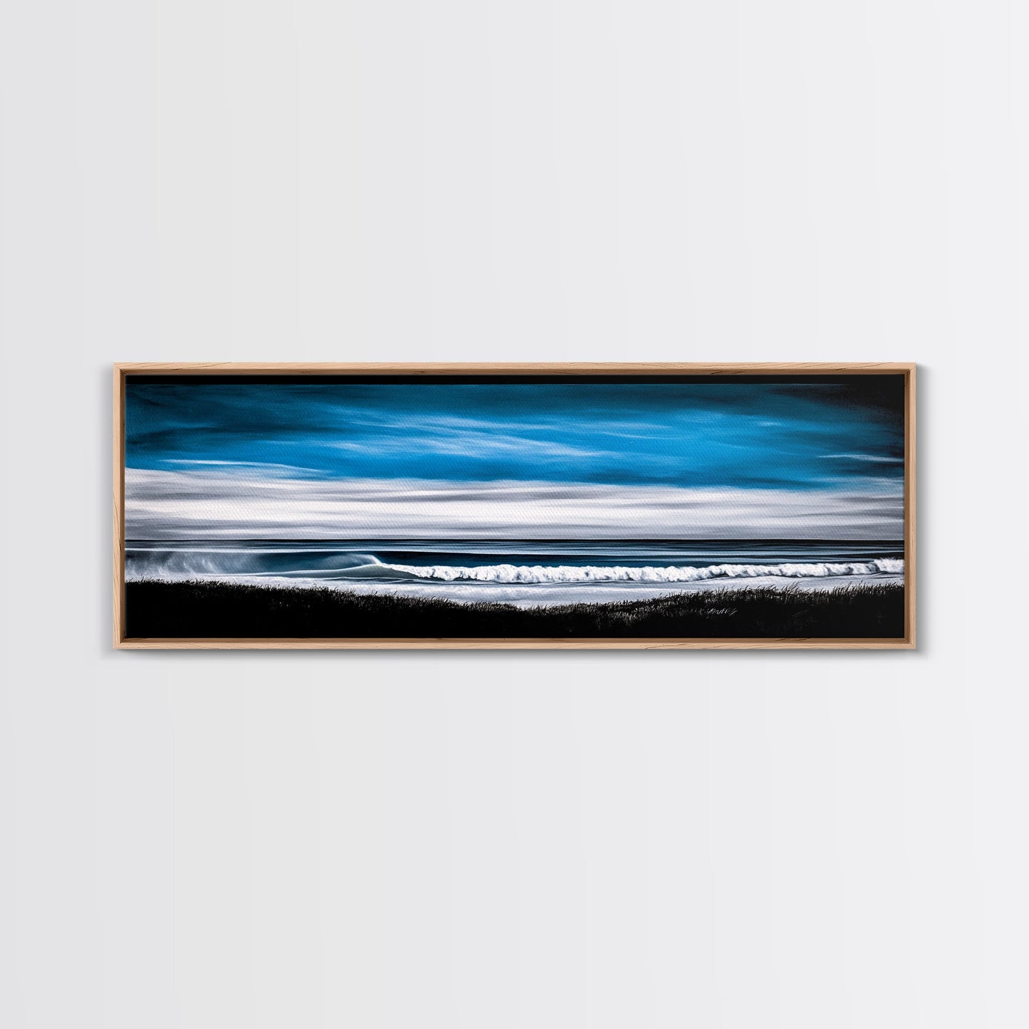 Ocean Wave, Coastal Seascape, Framed Canvas Print, Nautical Wall Art, Beach House Decor, Blue Wave Painting, Living Room Artwork, Minimalist Art
