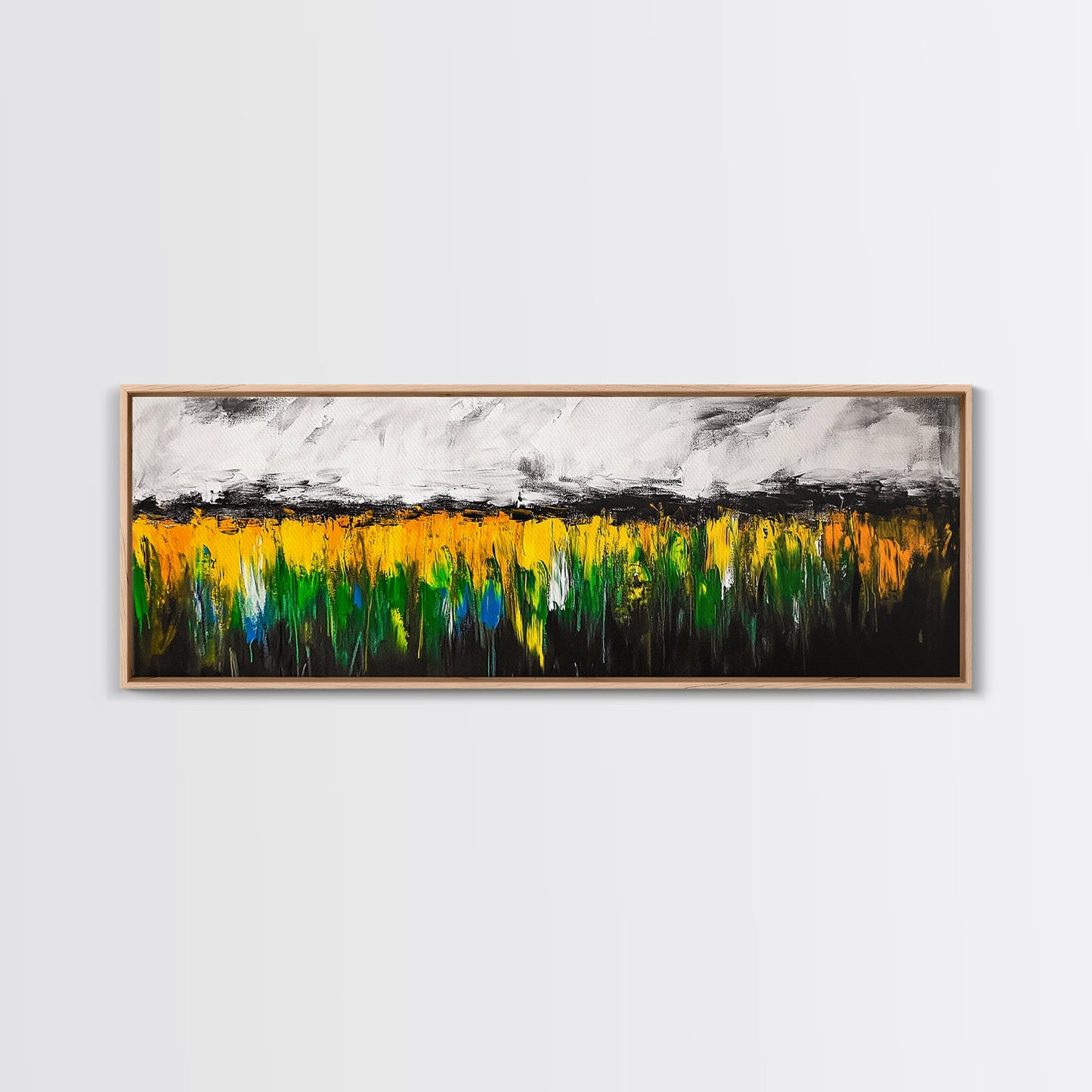 Abstract Wildflowers, Colorful Landscape, Boho Wall Art, Framed Canvas Print, Nature Inspired Art, Living Room Decor