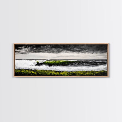 Ocean Wave, Coastal Wall Art, Black and White Print, Framed Canvas Print, Nautical Decor, Surf Art, Modern Home Decor