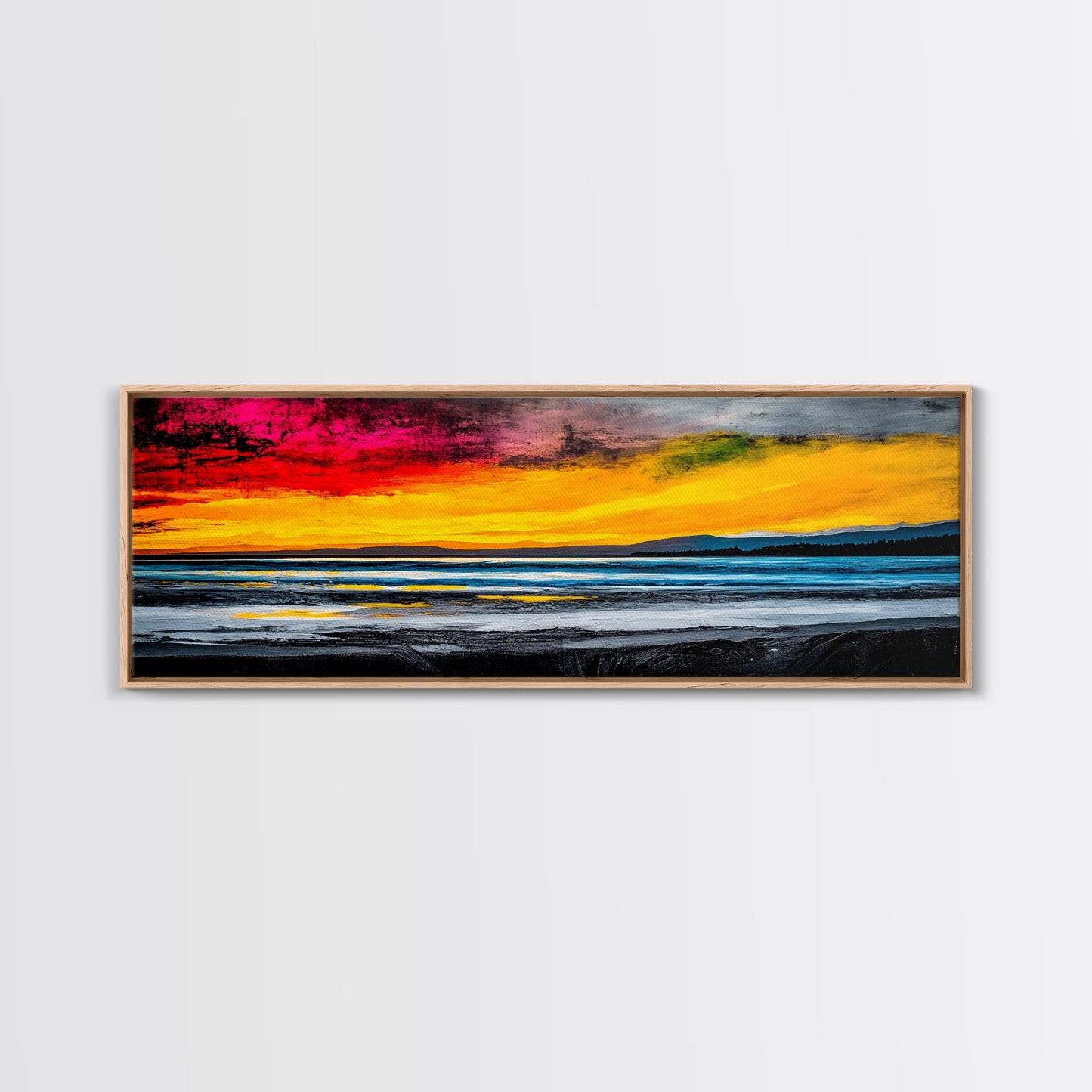 Sunset Seascape, Vibrant Horizon, Canvas Print, Ocean Wall Art, Coastal Home Decor, Modern Sunset Painting, Living Room Artwork