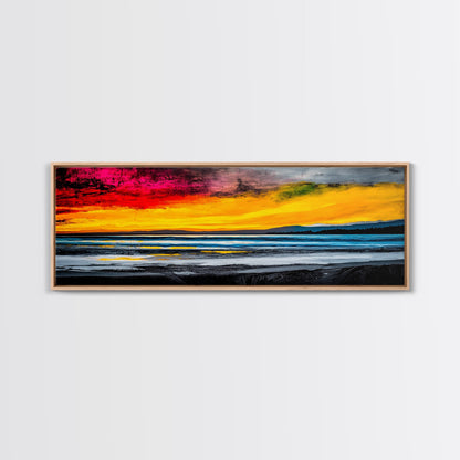 Sunset Seascape, Vibrant Horizon, Canvas Print, Ocean Wall Art, Coastal Home Decor, Modern Sunset Painting, Living Room Artwork