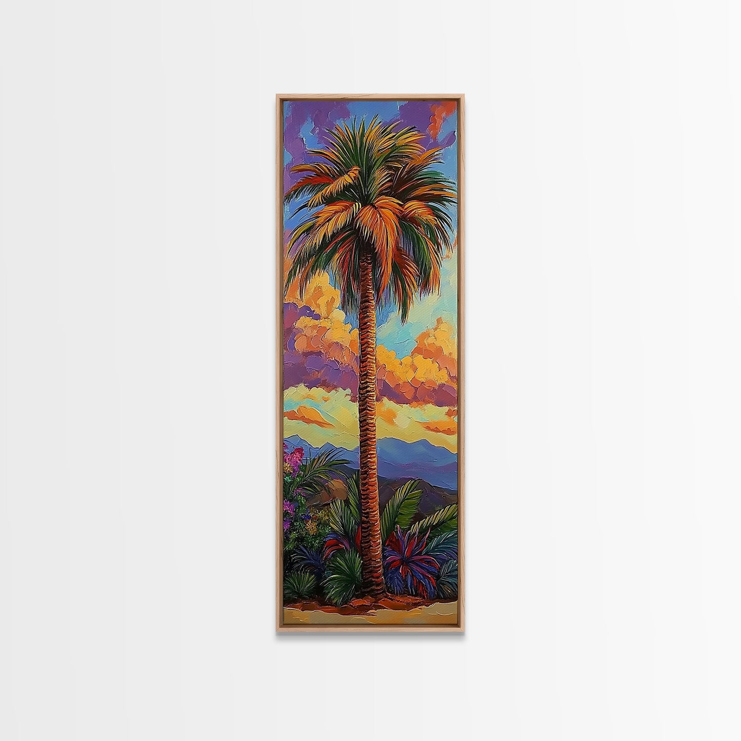 Palm, Tree, Sunset, Tropics - Canvas Print, Tropical Wall Decor, Vibrant Boho Art, Island Vibes, Living Room Accent, Palm Tree Painting