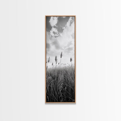 Wild Grass Field, Windswept Plains Scene, Minimalist Nature, Framed Canvas Print, Boho Bedroom Art, Modern Office Wall Art, Rustic Charm