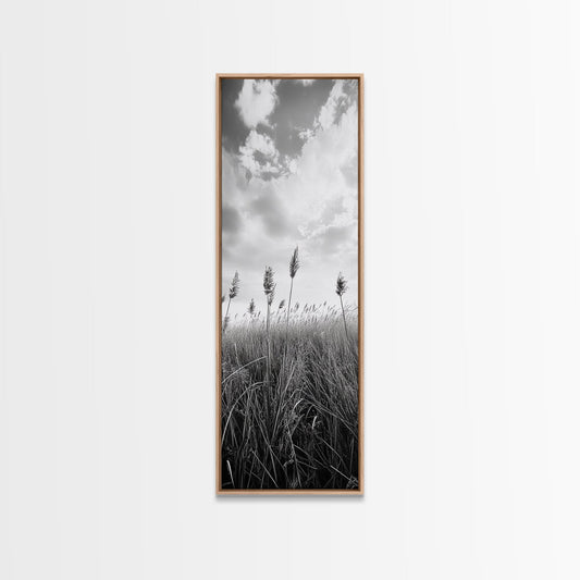 Wild Grass Field, Windswept Plains Scene, Minimalist Nature, Framed Canvas Print, Boho Bedroom Art, Modern Office Wall Art, Rustic Charm