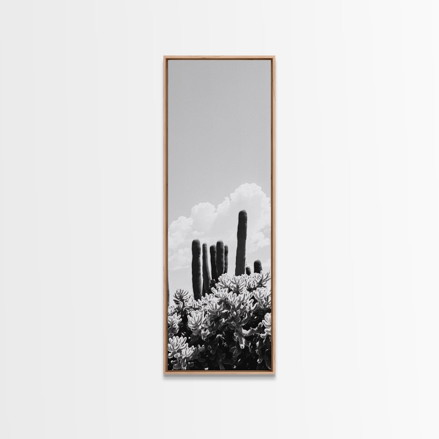 Cactus Cloudscape, Desert Plant Print, Southwestern Wall Decor, Minimalist Cactus Photography, Canvas Print, Boho Living Room Art