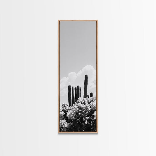Cactus Cloudscape, Desert Plant Print, Southwestern Wall Decor, Minimalist Cactus Photography, Canvas Print, Boho Living Room Art