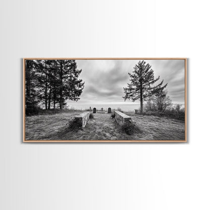 Coastal Graveyard, Moody Seascape, Quiet Reflection Scene, Framed Canvas Print, Gothic Office or Haunted Fall Wall Art Decor, Hallway Wall Art