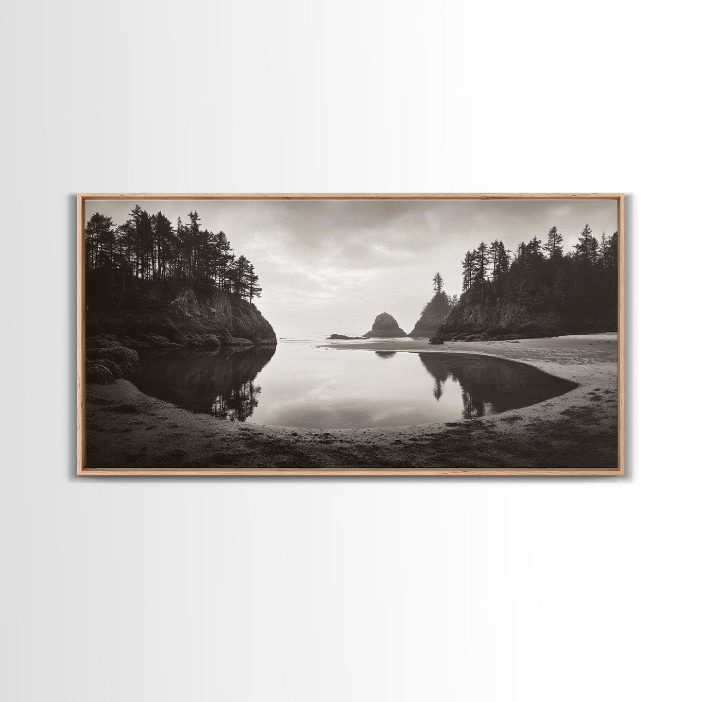 Tranquil Cove View, Forest Meets Ocean, Pacific Northwest Art, Canvas Print, Living Room Wall Art, Nature Photography, Calm Aesthetic