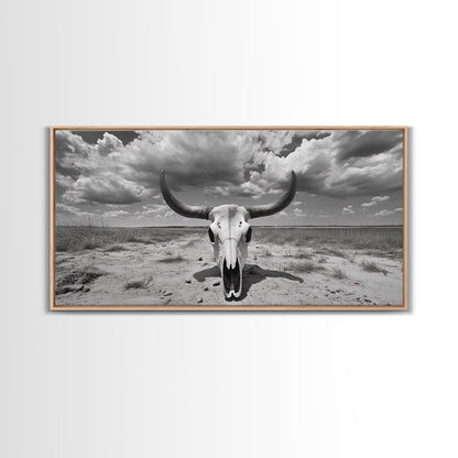 Cow Skull, Desert Bones, Wild West Skull, Country Vibe Decor, Canvas Print, Western Wall Art, Rustic Bedroom or Hallway Accent