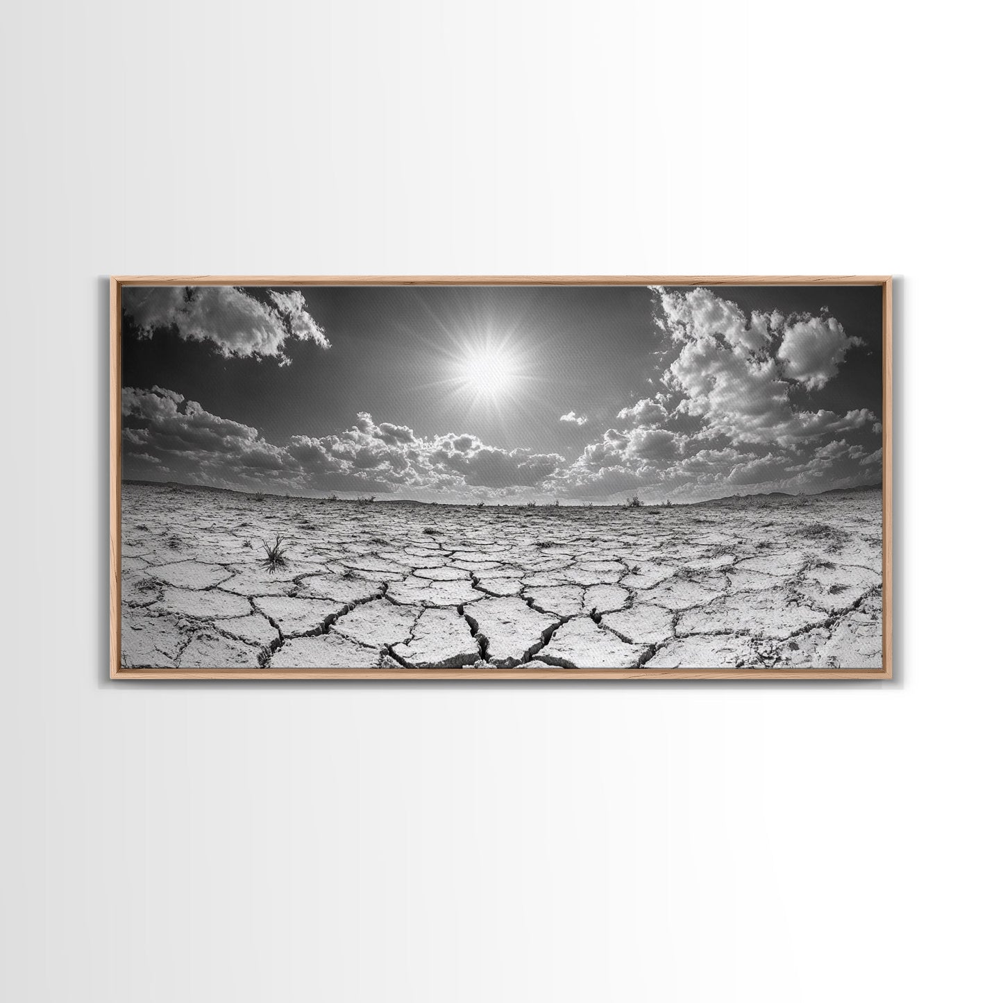 Cracked Earth Sun, Desert Landscape, Dramatic Sky, Canvas Print, Southwestern Decor, Fall Wall Art, Earth Tones Rustic Home Accent