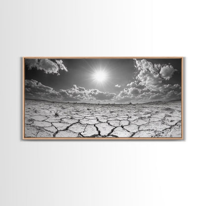 Cracked Earth Sun, Desert Landscape, Dramatic Sky, Canvas Print, Southwestern Decor, Fall Wall Art, Earth Tones Rustic Home Accent