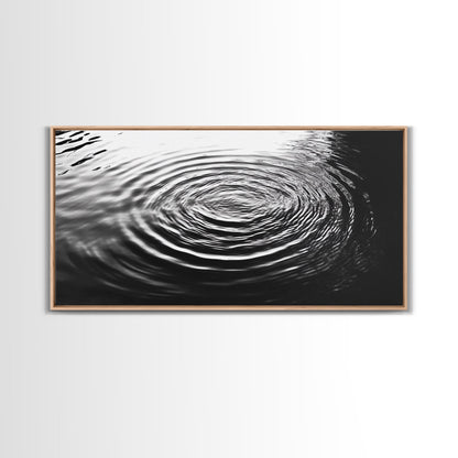 Zen-Motiv „Wasserwellen“, abstrakte Bewegung, monochrome Fluid Art, Leinwanddruck, moderne minimalistische Wandkunst, Badezimmer- oder Spa-Raumdekoration