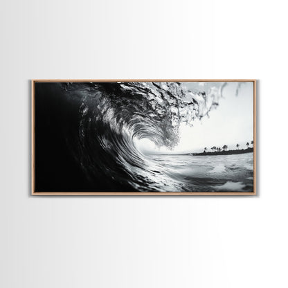 Meereswellenkräuselung, Brandungstunnel, tropische Küste, gerahmter Leinwanddruck, Küstenwandkunst, Strandhausdekoration, Naturfotografie