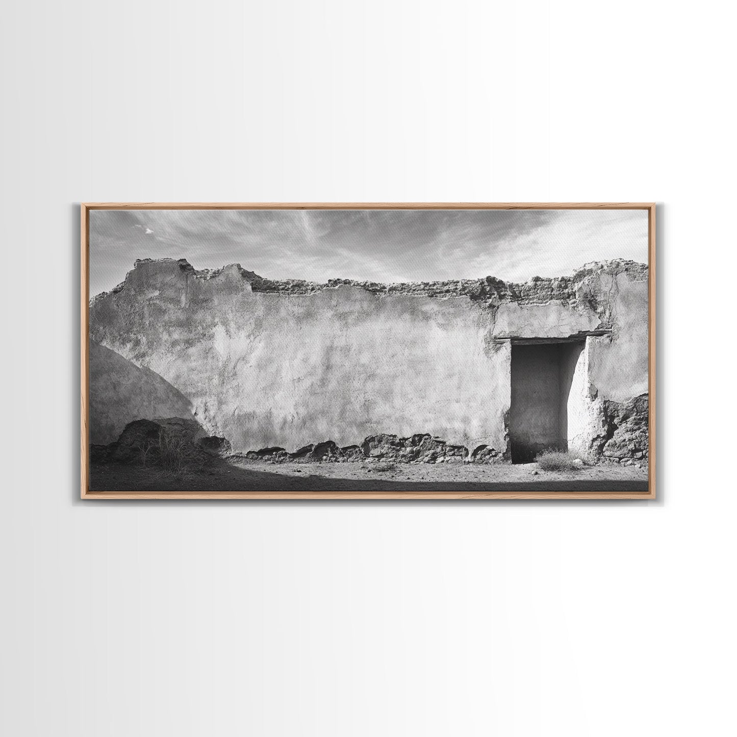 Adobe Wall, Desert Door, Rustic Texture, Framed Canvas Print, Southwest Wall Art, Neutral Earth Tones, Boho Western Living Room Decor