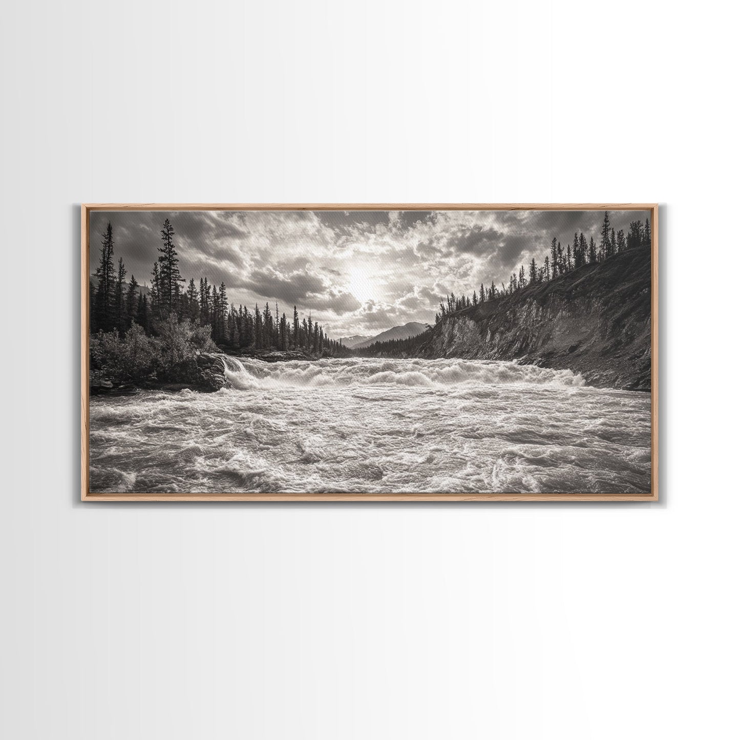 Mountain River Rapids, Adventure Landscape, Moody Forest Wall Art, Nature Explorer Vibes, Rustic Cabin Decor, Canvas Print