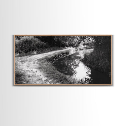 River Bend Trail, Peaceful Water Path, Tranquil Forest Landscape, Nature-Inspired Rustic Decor, Autumn Wall Art, Canvas Print