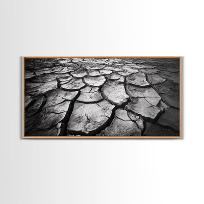 Cracked Earth Texture, Nature Closeup, Desert Minimalism, Earth Tone Art, Canvas Print, Rustic Home Decor, Fall Entryway Wall Art