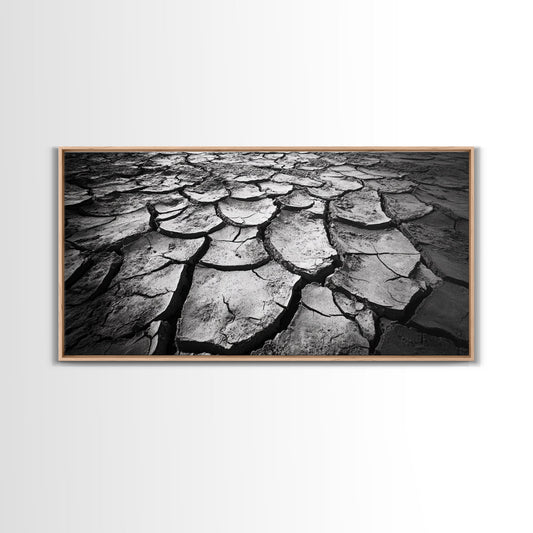 Cracked Earth Texture, Nature Closeup, Desert Minimalism, Earth Tone Art, Canvas Print, Rustic Home Decor, Fall Entryway Wall Art