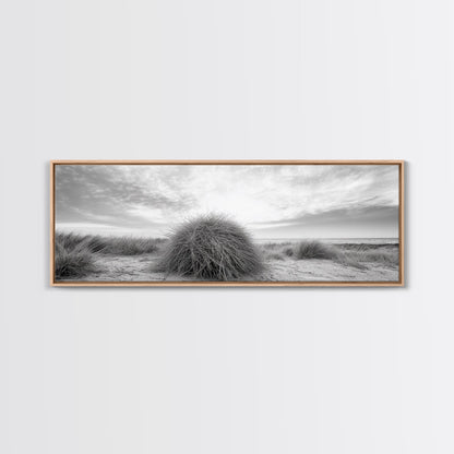 Beach Dunes, Coastal Grass, Nature Serenity, Canvas Print, Minimalist Bedroom Art, Soft Tones, Tranquil Beach Wall Decor