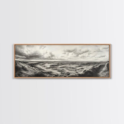 Desert Canyon Scene, Western Landscape, Vast Horizon, Framed Canvas Print, Rustic Wall Art, Neutral Earth Tones, Office Or Living Room