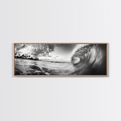 Barrel Wave Curl, Surfer's Dream, Ocean Power, Framed Canvas Print, Coastal Wall Art, Beach House Decor, Surf Photography