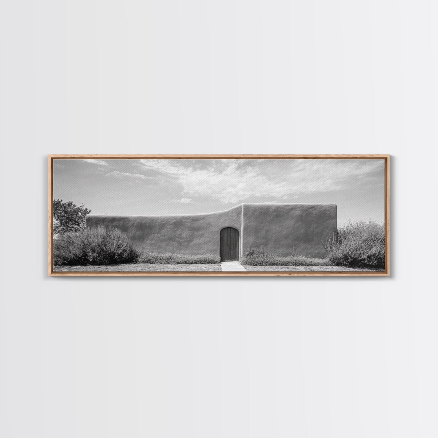 Desert Adobe, Minimal Wall, Architecture Photography, Black and White Art, Framed Canvas Print, Southwestern Decor, Entryway Wall Art