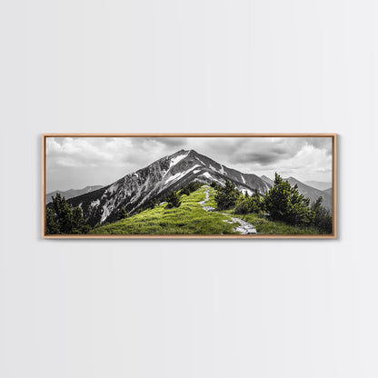 Mountain Hike Path, Scenic Peak Trail, Nature Landscape, Framed Canvas Print, Modern Cabin Decor, Adventure Wall Art, Minimalist Style
