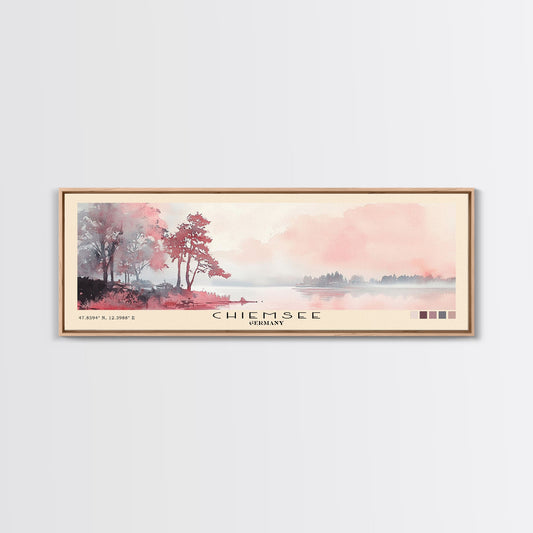 Chiemsee, Germany Watercolor Print, Vacation Gift, Germany Wall Art, Beach Painting, Beach Decor, Large Wall Art, Wood Frame Art