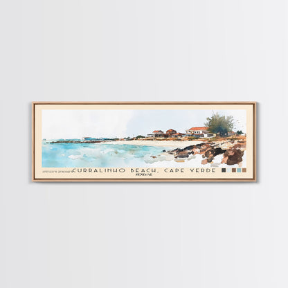 Curralinho Beach, Cape Verde, Senegal Watercolor Print, Vacation Gift, Senegal Wall Art, Beach Painting, Beach Decor, Large Wall Art, Wood Frame Art