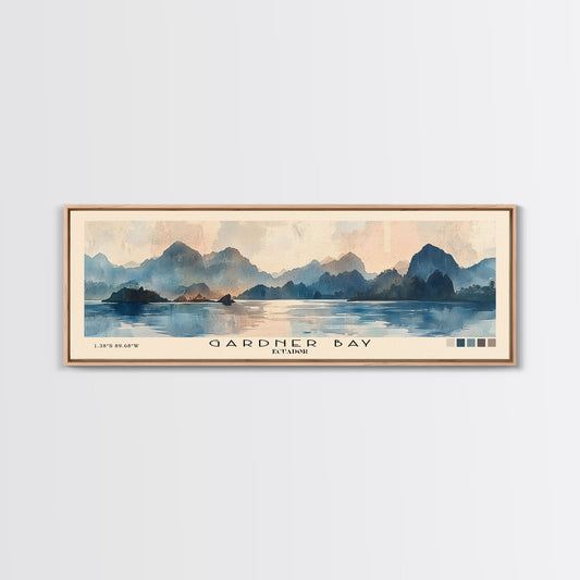 Gardner Bay, Ecuador Watercolor Print, Vacation Gift, Ecuador Wall Art, Beach Painting, Beach Decor, Large Wall Art, Wood Frame Art