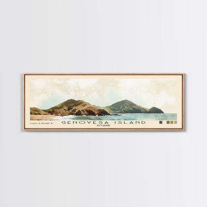 Genovesa Island, Ecuador Watercolor Beach Print, Vacation Gift, Ecuador Wall Art, Framed Canvas Print, Framed Beach Painting
