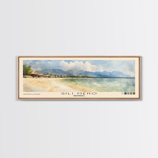 Gili Meno, Indonesia Watercolor Print, Vacation Gift, Indonesia Wall Art, Beach Painting, Beach Decor, Large Wall Art, Wood Frame Art