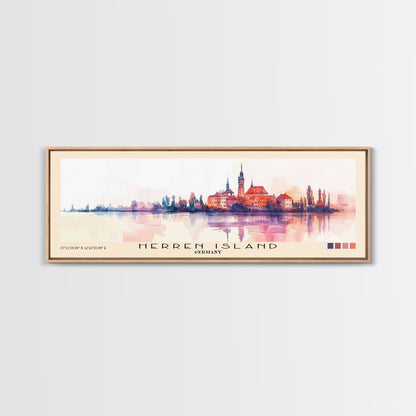 Herren Island, Germany Watercolor Print, Vacation Gift, Germany Wall Art, Beach Painting, Beach Decor, Large Wall Art, Wood Frame Art