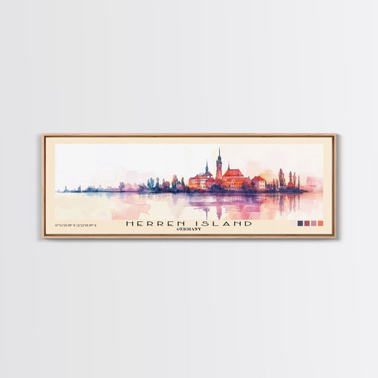 Herren Island, Germany Watercolor Print, Vacation Gift, Germany Wall Art, Beach Painting, Beach Decor, Large Wall Art, Wood Frame Art