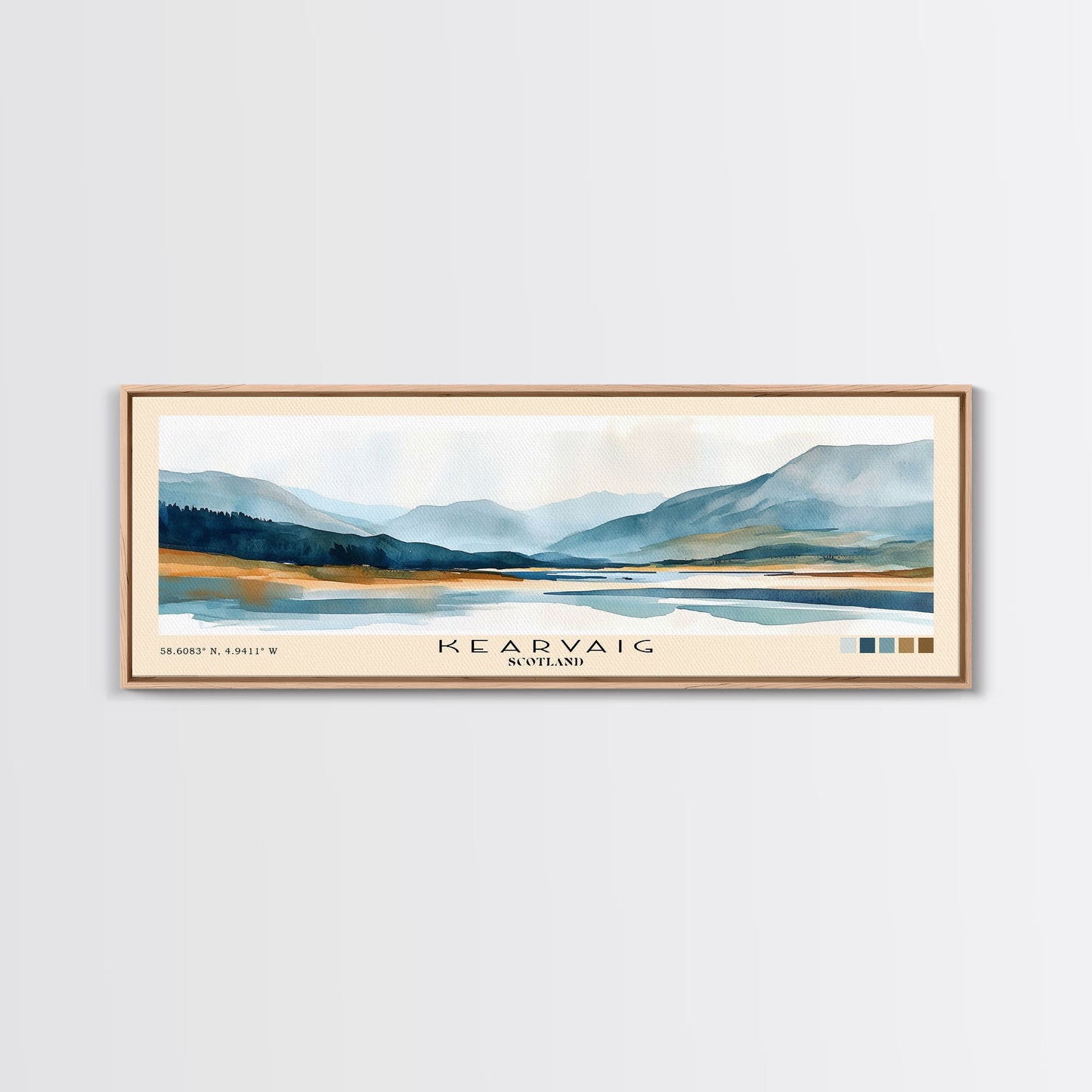 Kearvaig, Scotland Watercolor Print, Vacation Gift, Scotland Wall Art, Beach Painting, Beach Decor, Large Wall Art, Wood Frame Art