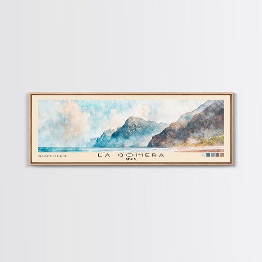 La Gomera, Spain Watercolor Print, Vacation Gift, Spain Wall Art, Vacation Wall Art, Vacatation Memories, Beach Decor, Beach Or Lakehouse Art