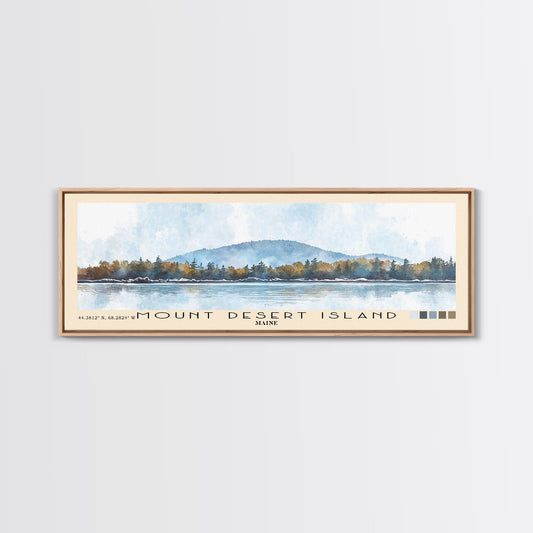 Mount Desert Island, Maine Watercolor Beach Print, Vacation Gift, Maine Wall Art, Framed Canvas Print, Framed Beach Painting