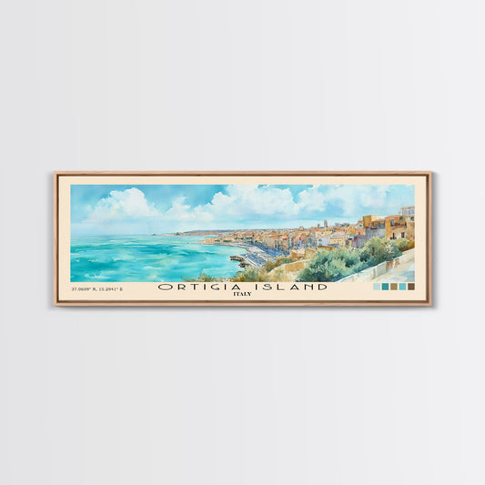 Ortigia Island, Italy Watercolor Print, Vacation Gift, Italy Wall Art, Beach Painting, Beach Decor, Large Wall Art, Wood Frame Art