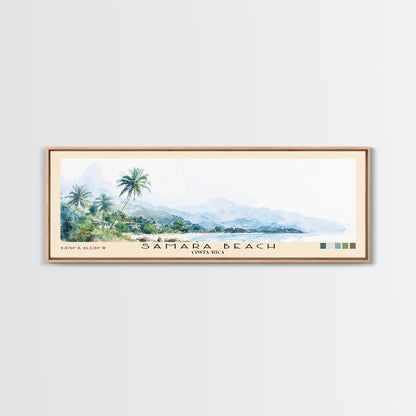 Samara Beach, Costa Rica Watercolor Print, Vacation Gift, Costa Rica Wall Art, Beach Painting, Beach Decor, Large Wall Art, Wood Frame Art