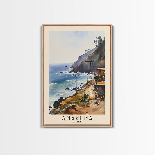 Anakena, Chile Watercolor Print, Vacation Gift, Chile Wall Art, Beach Painting, Beach Decor, Beach Or Lakehouse Art