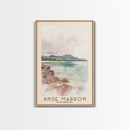 Anse Marron, Seychelles Watercolor Print, Vacation Gift, Seychelles Wall Art, Beach Painting, Beach Decor, Large Wall Art, Wood Frame Art