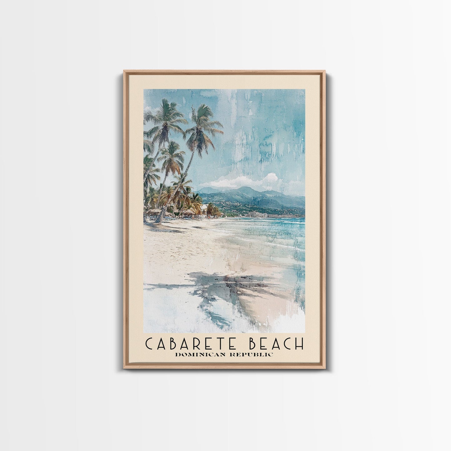 Cabarete Beach, Dominican Republic Watercolor Print, Vacation Gift, Dominican Republic Wall Art, Beach Painting, Beach Decor, Large Wall Art, Wood Frame Art