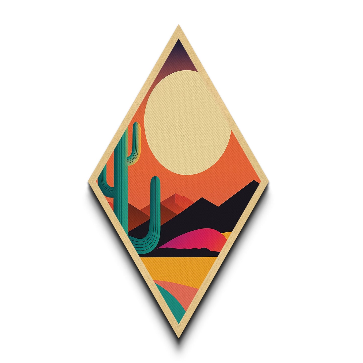 MCM Desert Art Framed Canvas Texture Art, Canvas Embossed Wall Art, Retro Style Home Decor, Office Wall Art