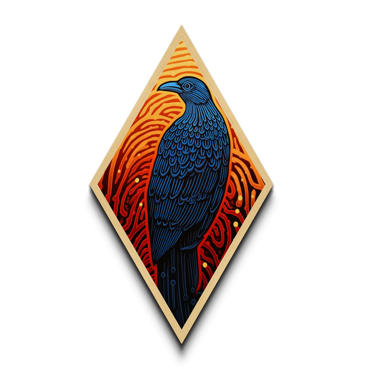 Gothic Raven Diamond Shaped Wall Art, Canvas Embossed Print, Diamond Shaped Wall Decor, Funky Art, Mid-Century Modern Retro Art