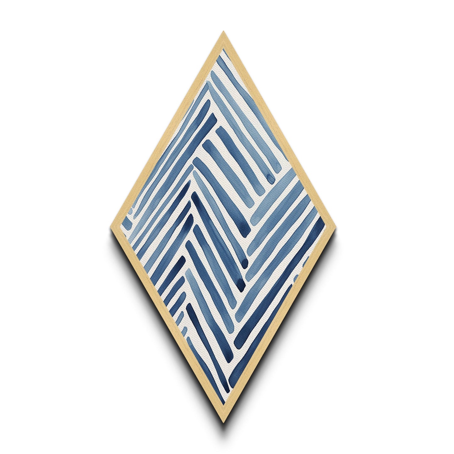 Coastal Stripe Pattern Diamond Shaped Navy Indigo Lines Canvas Embossed Print Modern Abstract Wall Art Nautical Geometric Decor