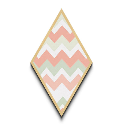 Pastel Chevron Simplicity Diamond Shaped Canvas Art Print with soft zigzag pattern modern minimal nursery decor blush green wall geometric vibe
