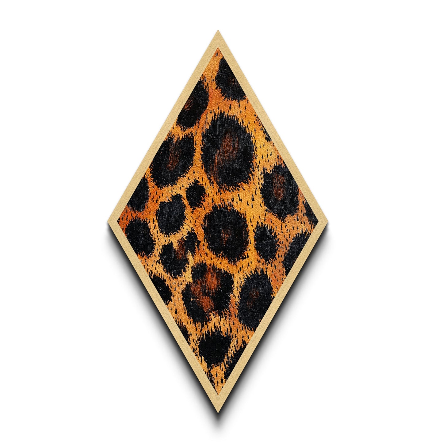 Leopard Print Pattern Diamond Shaped Canvas Textured Print, Bold Animal Wall Art, Safari Jungle Aesthetic, Glam Fashion Decor
