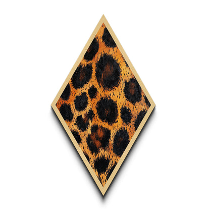 Leopard Print Pattern Diamond Shaped Canvas Textured Print, Bold Animal Wall Art, Safari Jungle Aesthetic, Glam Fashion Decor